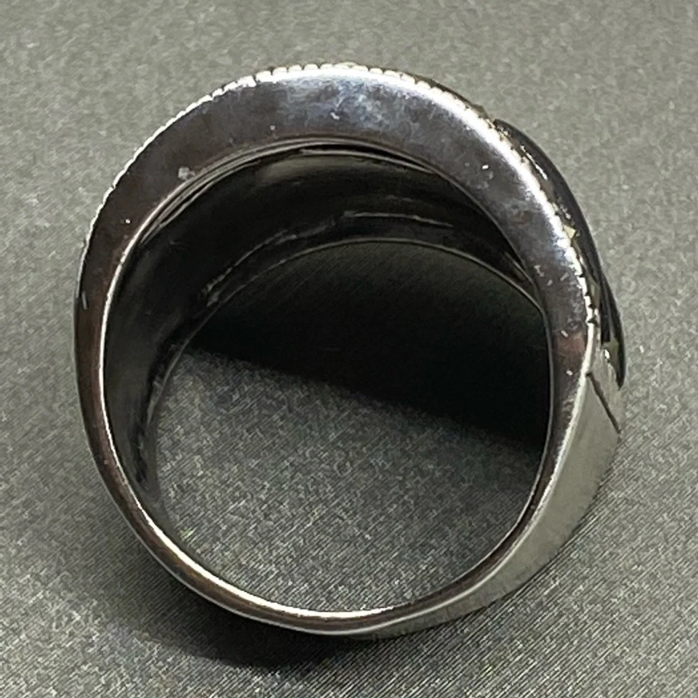 Grace & Heart G&H GARBO RING .925 STERLING SILVER PYRITE Onyx SIZE 6 BRAND NEW